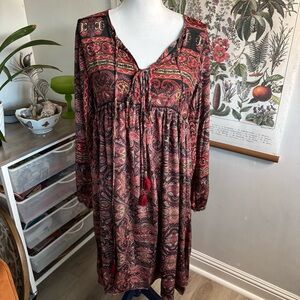 Karma Highway Bohemian Paisley Dress in Red and Black